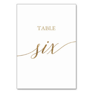 Elegante Gold Calligraphy Table 6 Tischnummern