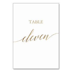Elégante Gold Calligraphy Table Onze Numéro de tab