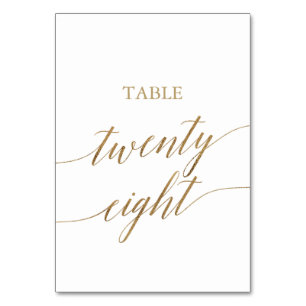 Elegante Gold Calligraphy Tischnummer 28