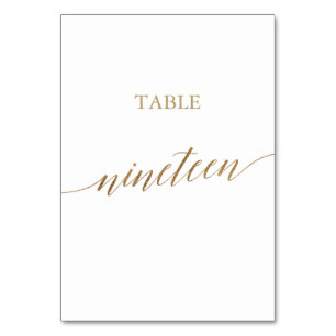 Elegante Gold Calligraphy Tischnummer Neunzehn