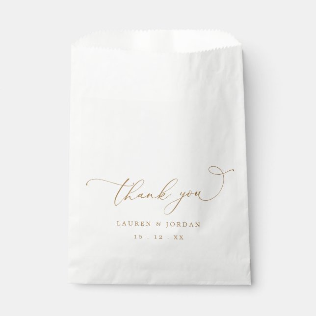 Elegante Gold Calligraphy Vielen Dank für Ihre Hoc Geschenktütchen (Vorderseite)