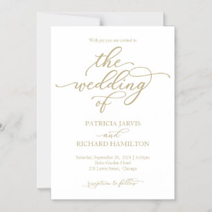 Elegante Gold Calligraphy Wedding Einladung