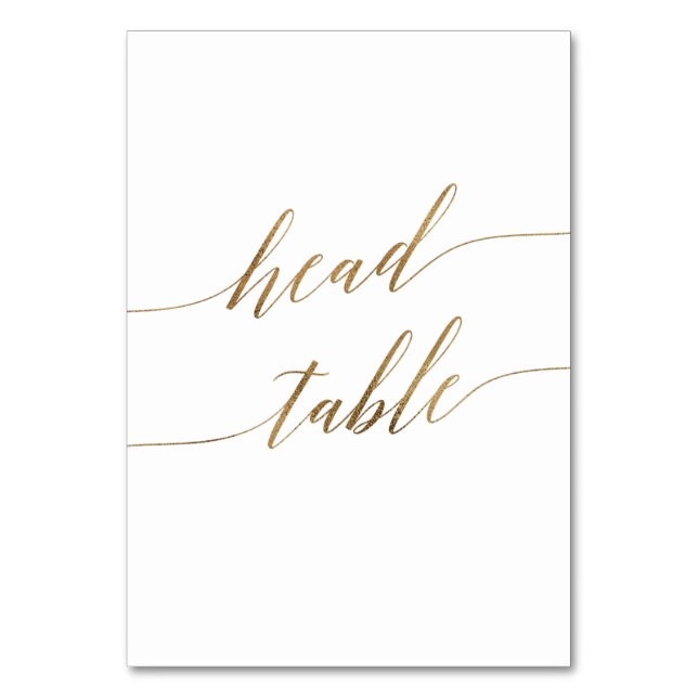 Elegante Gold Calligraphy Wedding Head Tischnummer (Vorderseite)
