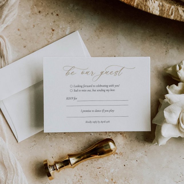 Elegante Gold Calligraphy Wedding RSVP Card (Von Creator hochgeladen)