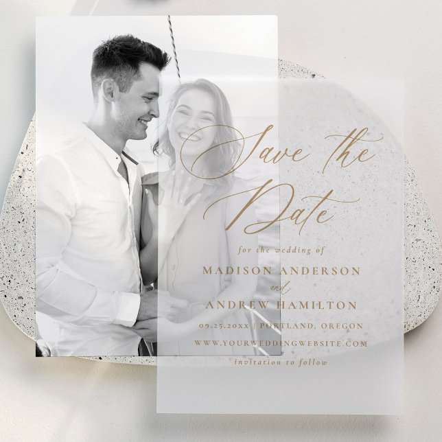 Elegante Gold Calligraphy Wedding Save the Dates (Von Creator hochgeladen)