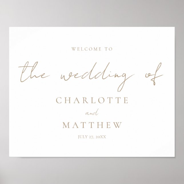 Elegante Gold Calligraphy Welcome Wedding Poster (Vorne)