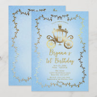 Elegante Gold Carriage Blue Storybook 1. Geburtsta