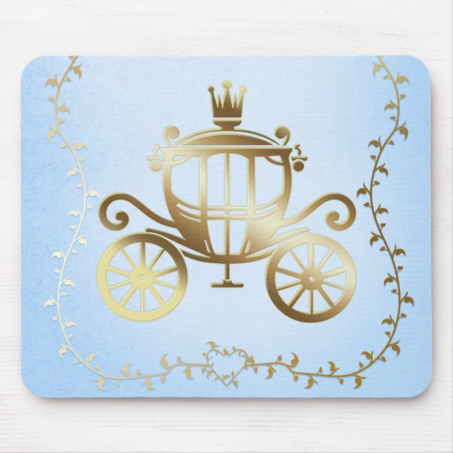 Elegante Gold Carriage Blue Storybook Princess Mousepad (Vorne)