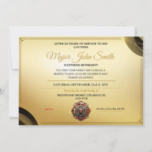Elegante Gold Certificate Feuerwehrrente Einladung