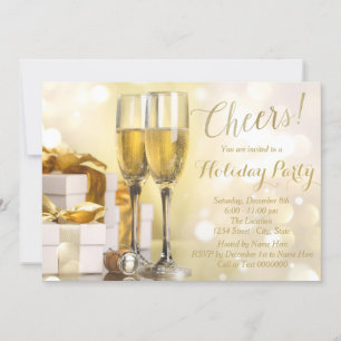 Elegante Gold-Champagner-Feier zur Weihnachtszeit Einladung