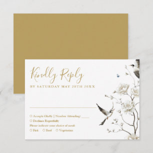 Elegante Gold Chinoiserie Rodelbahn RSVP Karte