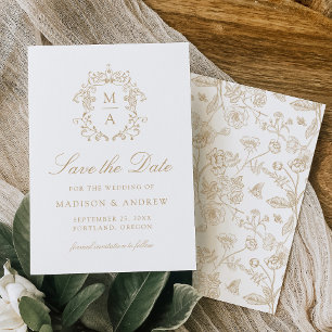 Elegante Gold-Chinoiserie-Victorian-Blumenhochzeit Save The Date