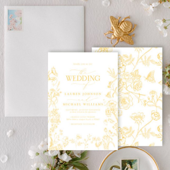 Elegante Gold Chinoiserie Viktorianische Hochzeit Einladung (Von Creator hochgeladen)