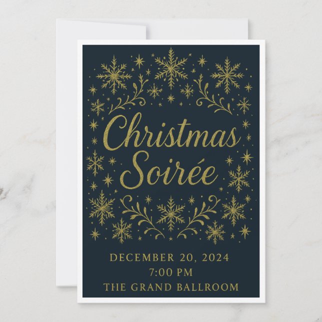 Elegante Gold Christmas Soirée Einladung (Vorderseite)