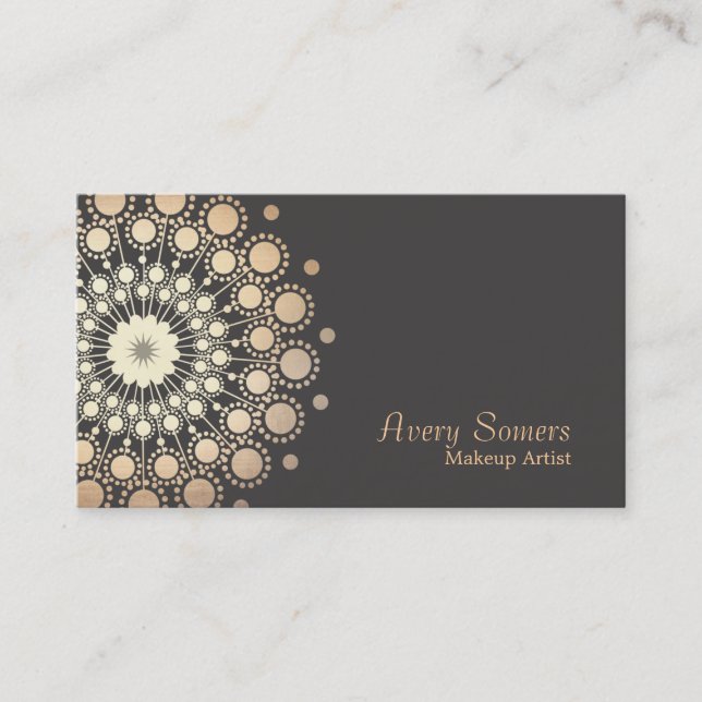 Elegante Gold Circles machen Artist Beauty Visitenkarte (Vorderseite)