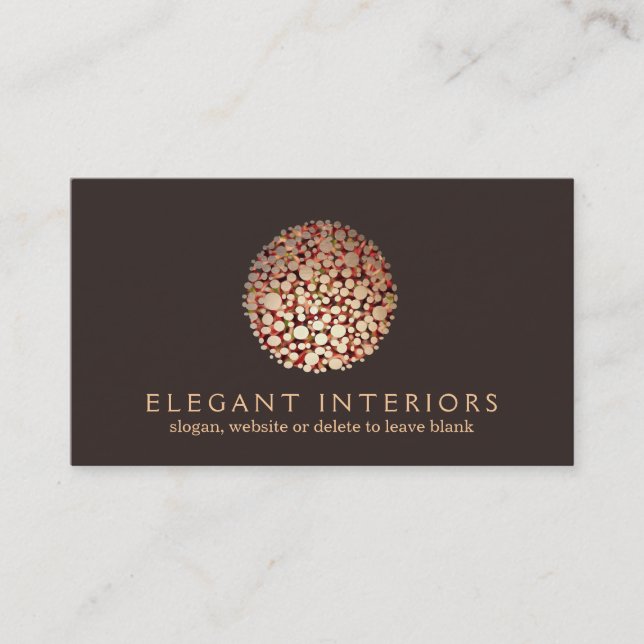 Elegante Gold Circles Sphere Interior Designer 3 Visitenkarte (Vorderseite)