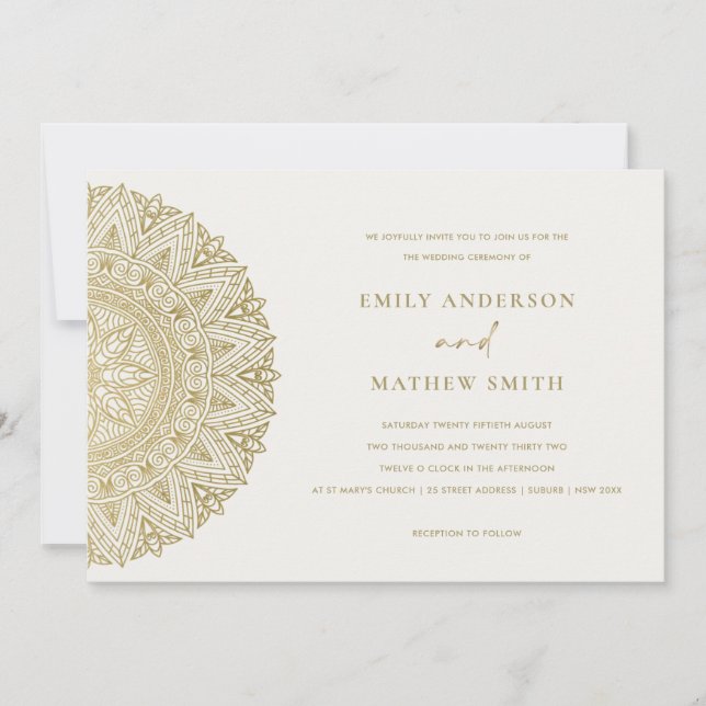 Elegante Gold Classic Verziert Mandala Wedding Ein Dankeskarte (Vorderseite)