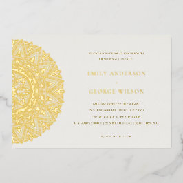 Elegante Gold Classic Verziert Mandala Wedding Ein Folieneinladung