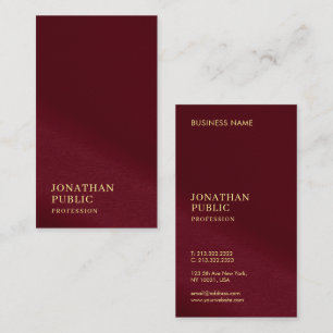 Elegante Gold Color Text Burgundy Template Luxus Visitenkarte