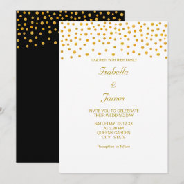Elegante Gold Confetti auf Schwarz & Weiß Einladung