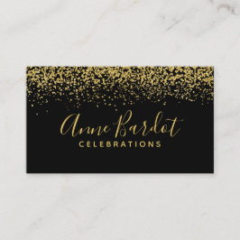 Elegante Gold Confetti & Black Beruflich Visitenkarte