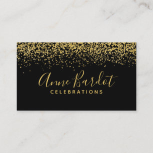 Elegante Gold Confetti & Black Beruflich Visitenkarte