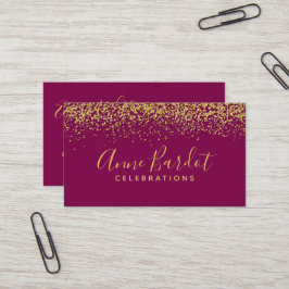 Elegante Gold Confetti & Fuchsia Beruflich Visitenkarte