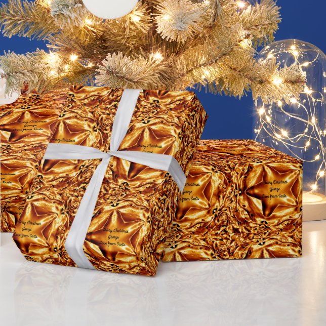 Elegante Gold Copper Weihnachtsstars Geschenkpapier (Feiertage)