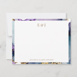 Elegante Gold Couple Initials Alcohol Ink Border Mitteilungskarte