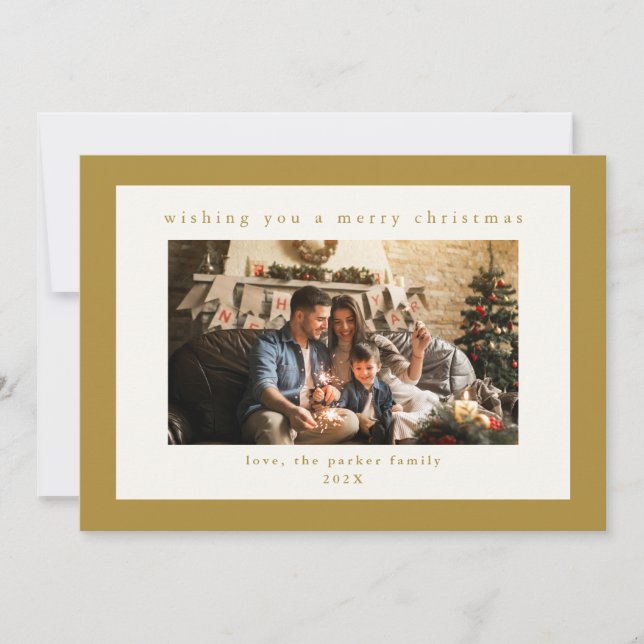 Elégante Gold Custom Photo Carte de Noël (Devant)
