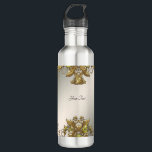Elegante Gold Decorative Flasche mit Blumenwasser Edelstahlflasche<br><div class="desc">Schöne Elegante Gold Dekorative Flora Flasche Wasser</div>
