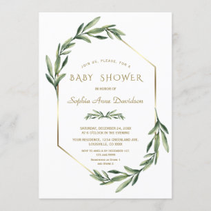Elegante Gold Diamond Olive Baby Shower Einladung