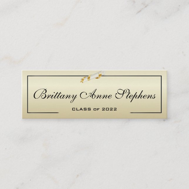 Elegante Gold Diploma Name Card Einlage Telefonnummerkarte (Vorderseite)