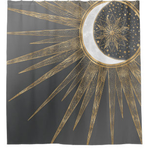 Elegante Gold Doodles - Der Monte Mandala Duschvorhang