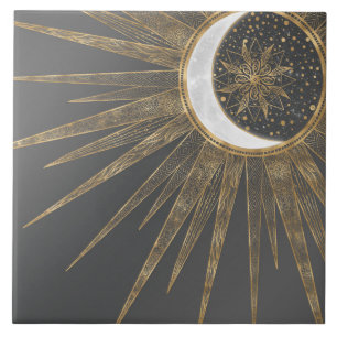 Elegante Gold Doodles - Der Monte Mandala Fliese