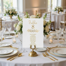 Elegante Gold-Effekt-Tischnummer 8 Seating Chart