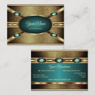 Elegante Gold-Effekte Aquamarin mit Imitaten Rhine Visitenkarte