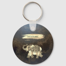Elegante Gold Elefanten, Pinselstriche, Lederlook