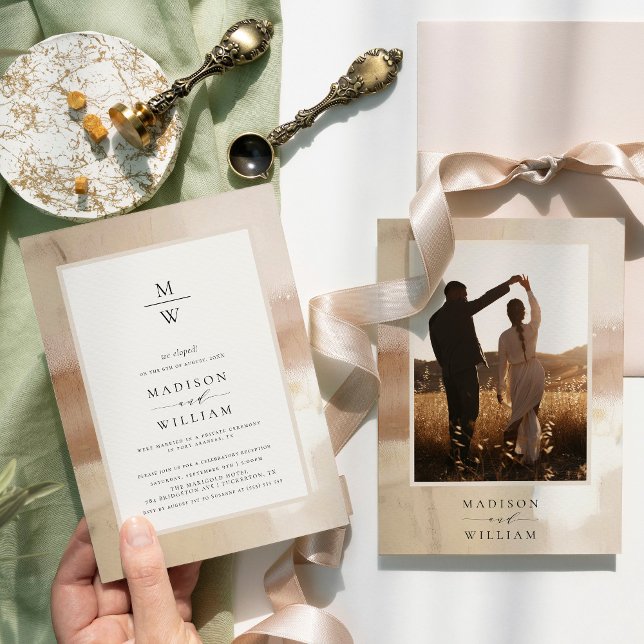 Elegante Gold Elopement Hochzeitsempfang Einladung (Von Creator hochgeladen)