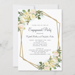 Elegante Gold Engagement Party Hochzeit florales W Einladung