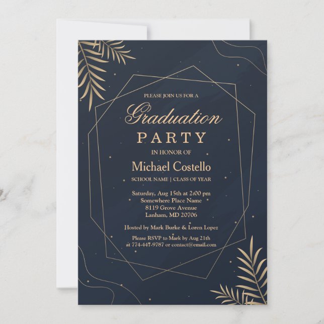 Elegante Gold Eucalyptus Geometric Dankeschön Kart Einladung (Vorderseite)
