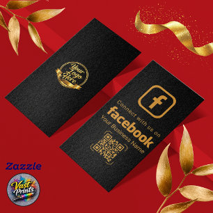 Elegante Gold Facebook Verbinde dich mit uns QR-Co Visitenkarte