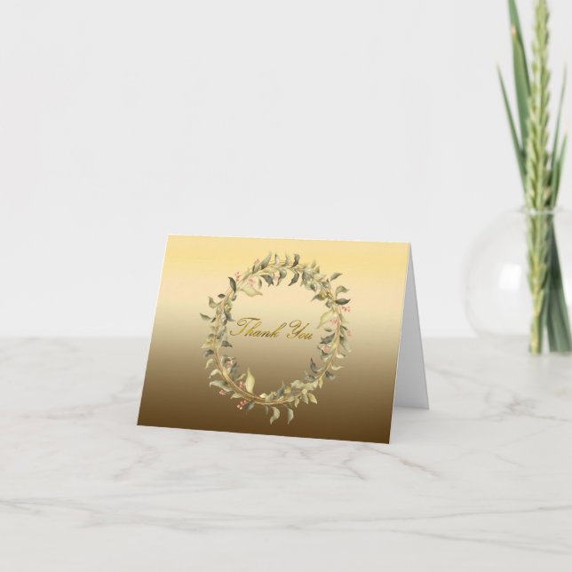 Elegante Gold Farbe und Wasserfarben Dankeskarte (Vorderseite)