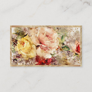Elegante Gold Floral Abstrakt Wasserfarbe Rustikal Visitenkarte