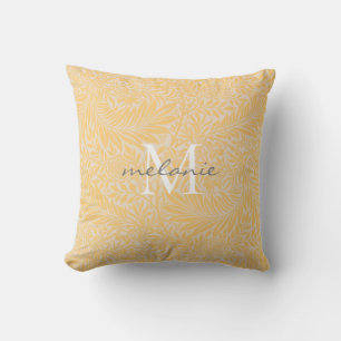 Elegante Gold Floral Botanical Script Monogram Kissen