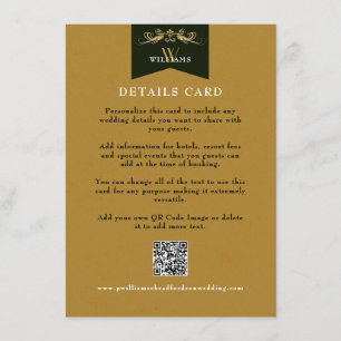Elegante Gold Floral Chapter Hochzeitskarte Beilag Begleitkarte
