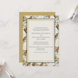 Elegante Gold Floral Ein Ort Hochzeit Einladung