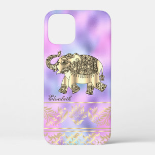 Elegante Gold Floral, Elefant, holografisch Case-Mate iPhone Hülle