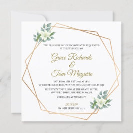 Elegante Gold Floral Green Geometric Wedding Einla Einladung