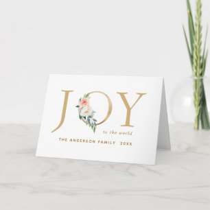 Elégante Gold Floral Joy Holiday Carte pliée